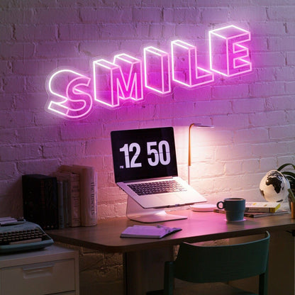 Smile 3d Word Led Neon Sign For Bar Office - Shineneon