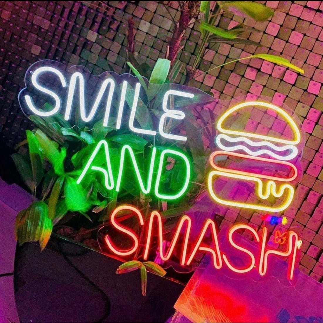 Smile And Smash Burger Led Sign Business Neon Sign - Shineneon