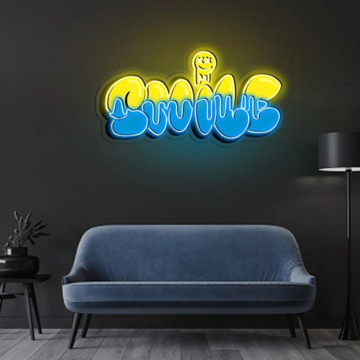 Smile Bubbles Yellow-Blue Art Led Neon Sign For Home Decor | Shineneon