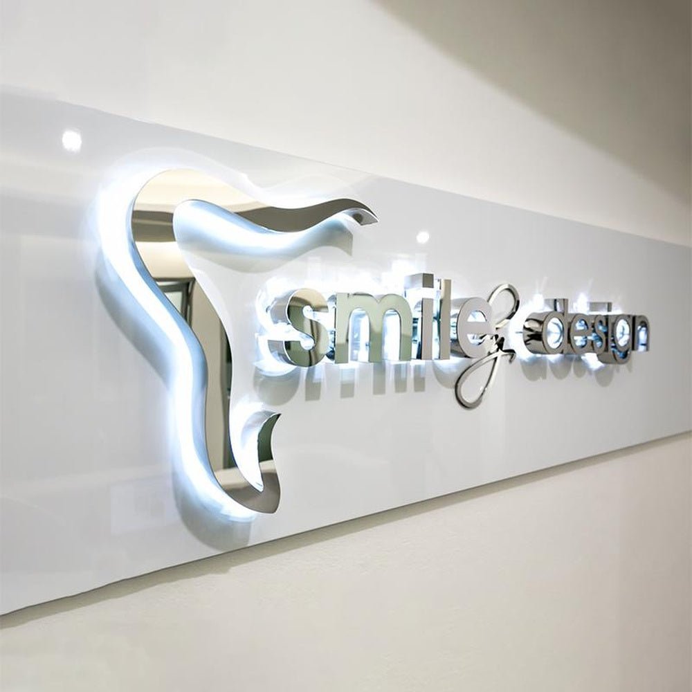 Smile Design 3D Backlit Stainless Steel Letters Business Metal Led Sign - Shineneon