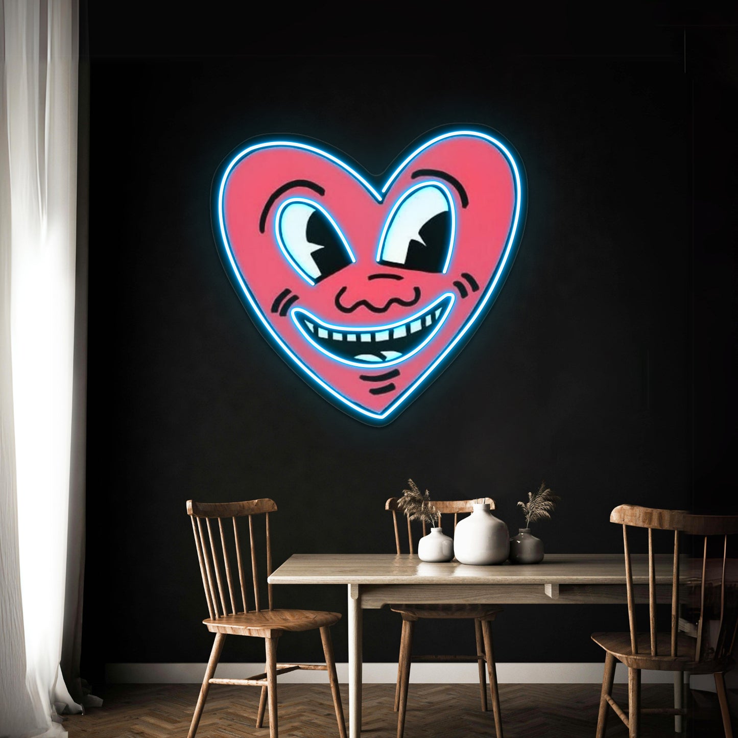 Smile Heart Red Pop Art Haring Artwork Custom Led Signs