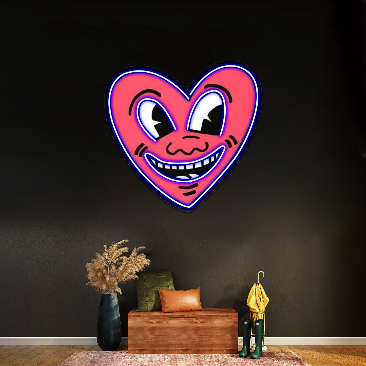 Smile Heart Red Pop Art Haring Artwork Custom Led Signs