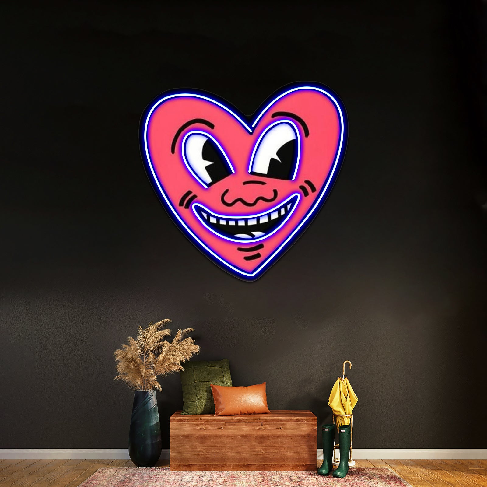 Smile Heart Red Pop Art Haring Artwork Custom Led Signs | Shineneon
