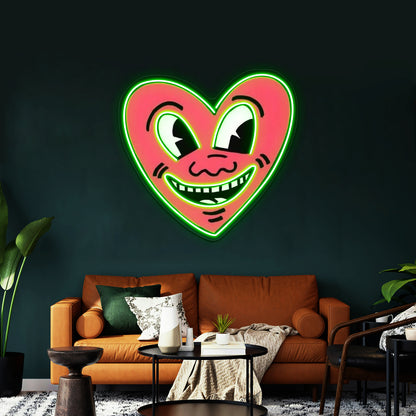 Smile Heart Red Pop Art Haring Artwork Custom Led Signs