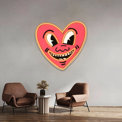 Smile Heart Red Pop Art Haring Artwork Custom Led Signs