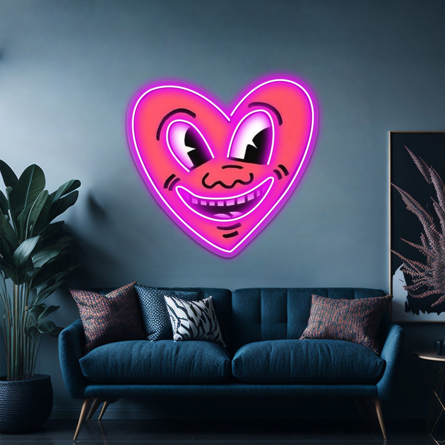 Smile Heart Red Pop Art Haring Artwork Custom Led Signs