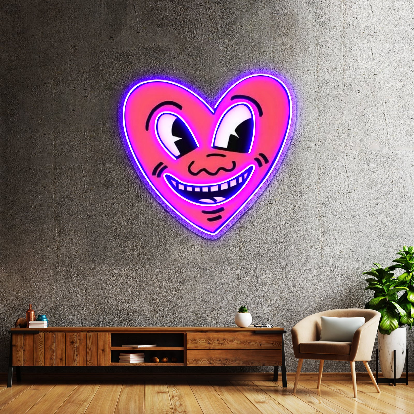 Smile Heart Red Pop Art Haring Artwork Custom Led Signs | Shineneon