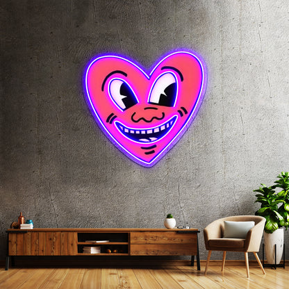 Smile Heart Red Pop Art Haring Artwork Custom Led Signs