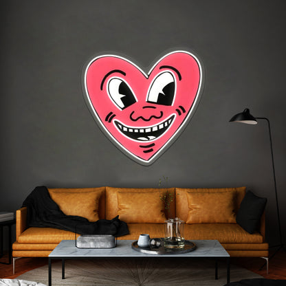 Smile Heart Red Pop Art Haring Artwork Custom Led Signs