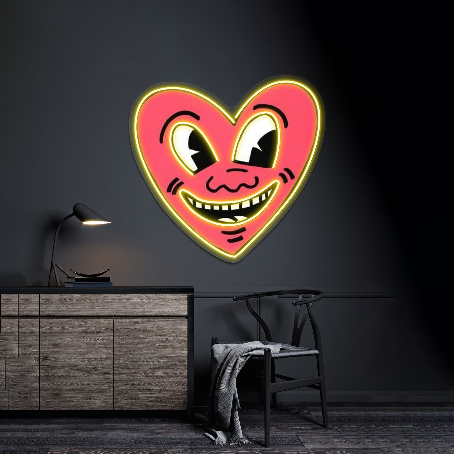 Smile Heart Red Pop Art Haring Artwork Custom Led Signs