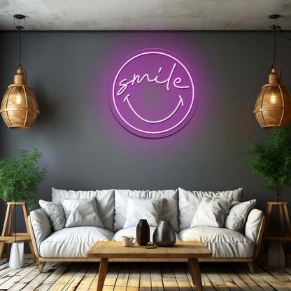 Smile Smiley Artistic Neon Signs Wall Art Led Signs - LED neon sign close-up detail