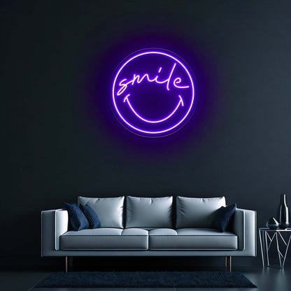 Smile Smiley Artistic Neon Signs Wall Art Led Signs - Neon sign mounted on wall in room