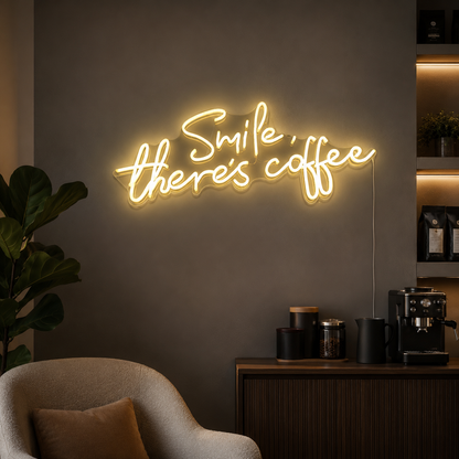 Smile There's Coffee LED Neon Sign - 04 Size Image