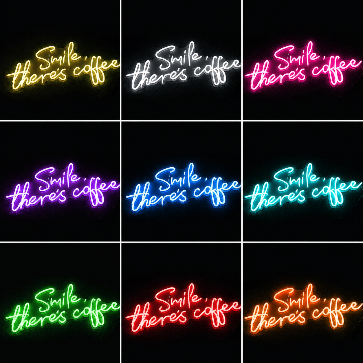 Smile There's Coffee LED Neon Sign - 05 Color Grid