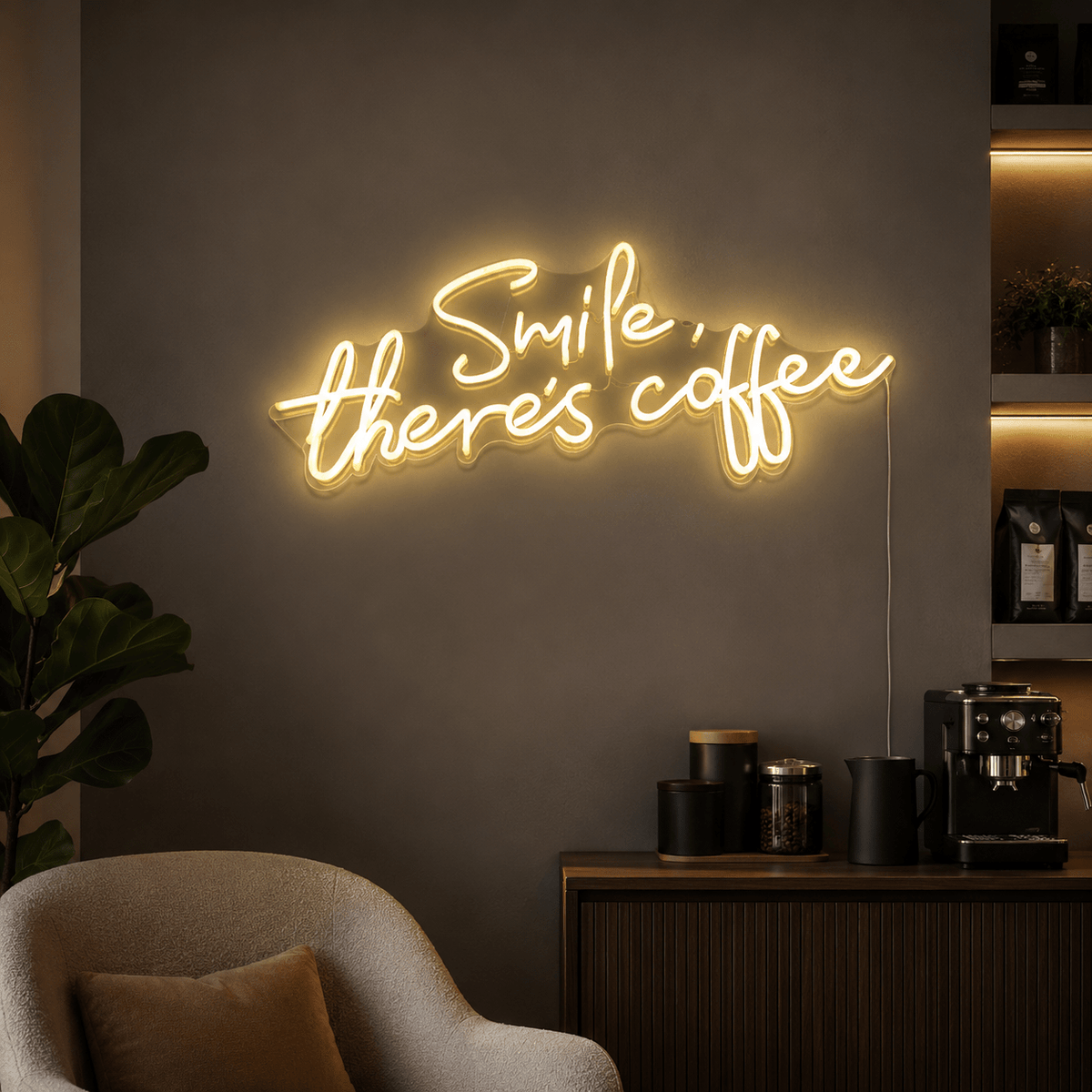 Smile There's Coffee LED Neon Sign - Shineneon