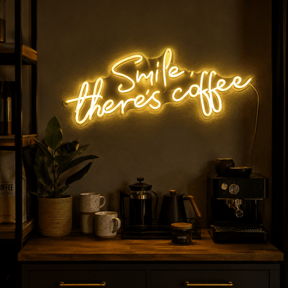 Smile There's Coffee LED Neon Sign - Shineneon