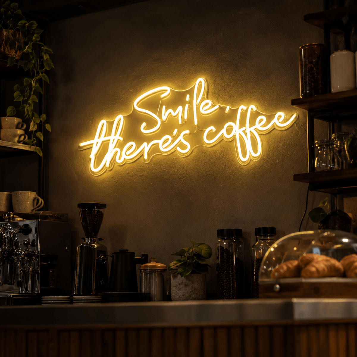 Smile There's Coffee LED Neon Sign - Shineneon