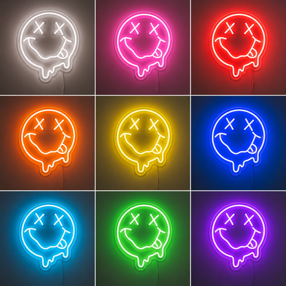 Smile Wall Decor LED Neon Sign Home Art color grid