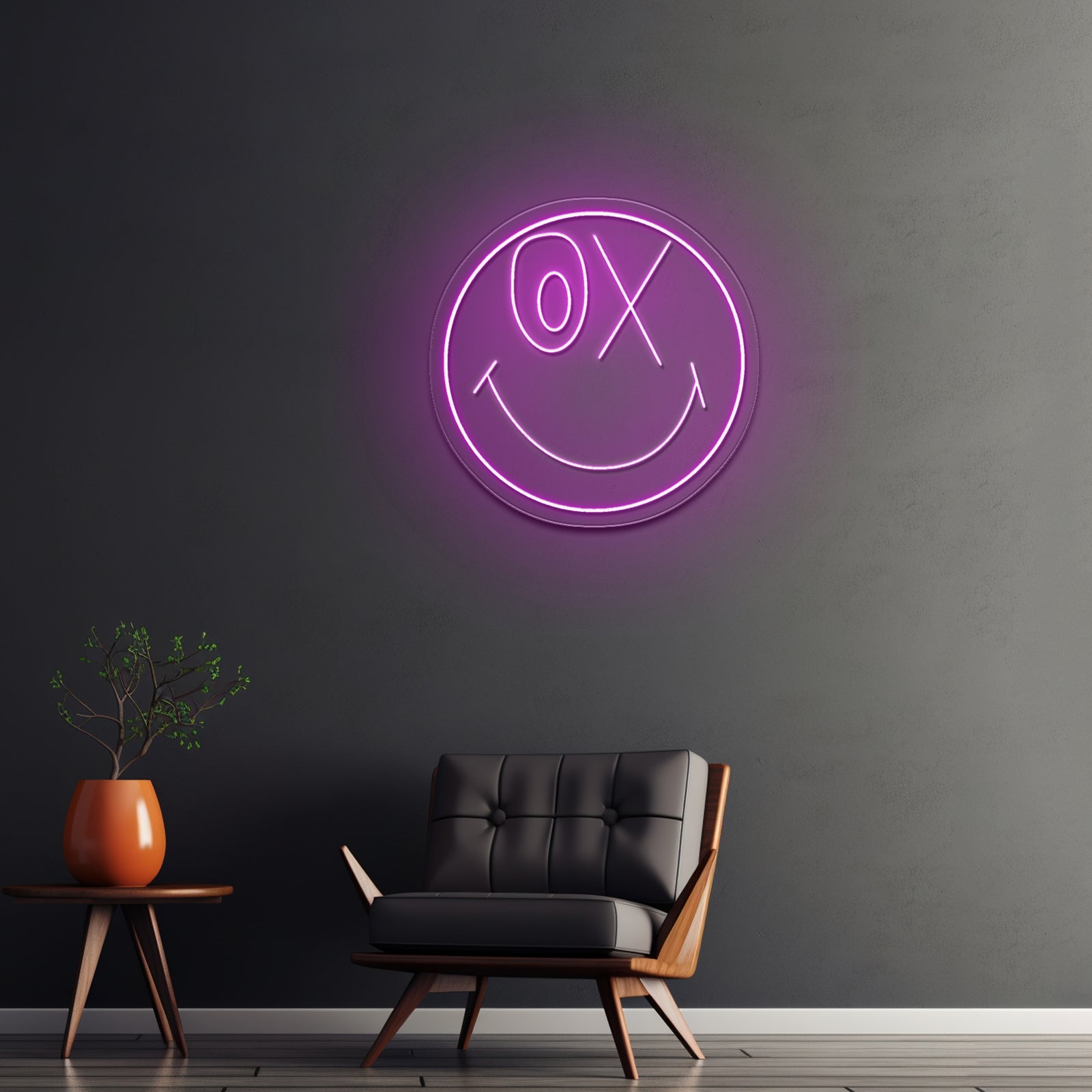 Smiley 50th Anniversary Artistic Neon Signs Wall Art Led Signs - LED neon sign close-up detail