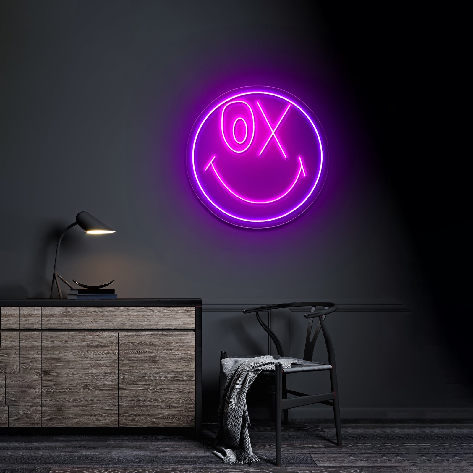 Smiley 50th Anniversary Artistic Neon Signs Wall Art Led Signs - Neon sign mounted on wall in room