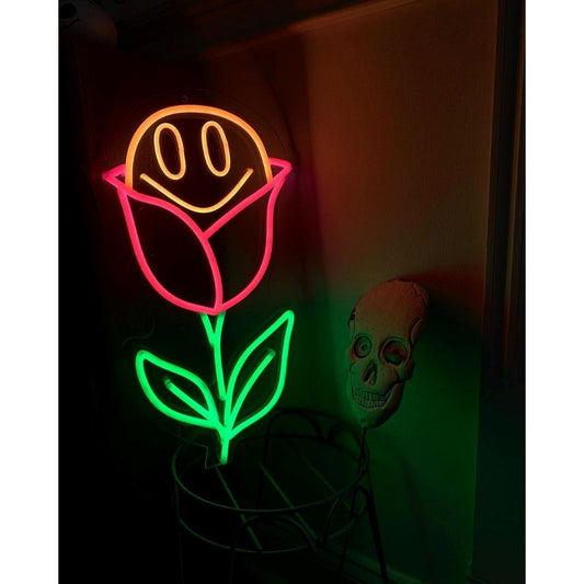 Smiley Face In A Rose Led Sign Business Neon Sign