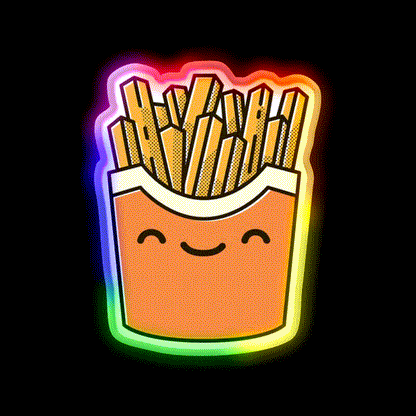 Smiley French Fries Fast Food Led Neon Sign For Burger Place Rgb Color - LED neon sign close-up detail