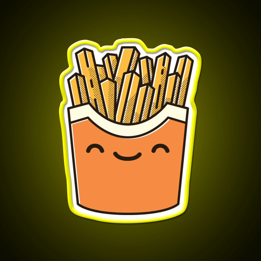 Smiley French Fries Fast Food Led Neon Sign For Burger Place Rgb Color - Shineneon