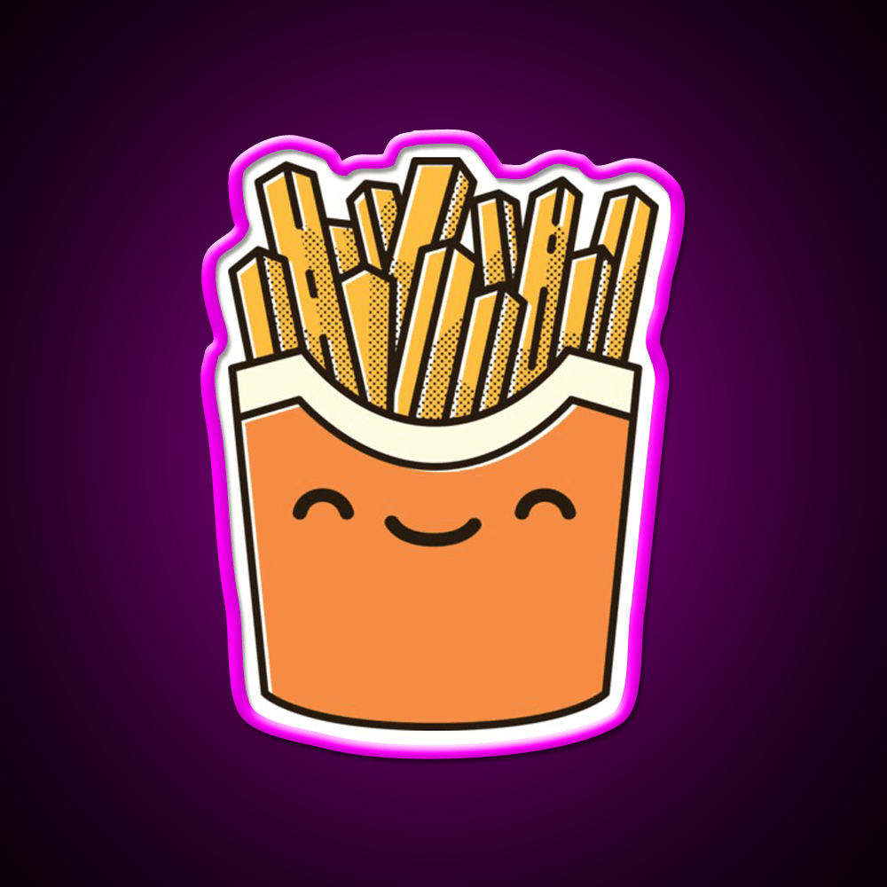 Smiley French Fries Fast Food Led Neon Sign For Burger Place Rgb Color - Shineneon