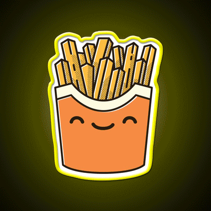 Smiley French Fries Fast Food Led Neon Sign For Burger Place Rgb Color - Custom LED neon sign front view
