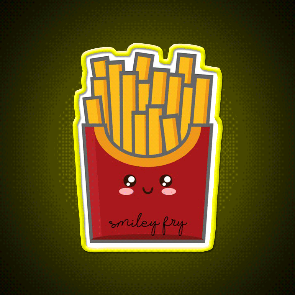 Smiley Fry Snack Food Led Neon Sign Rgb Color - Custom LED neon sign front view