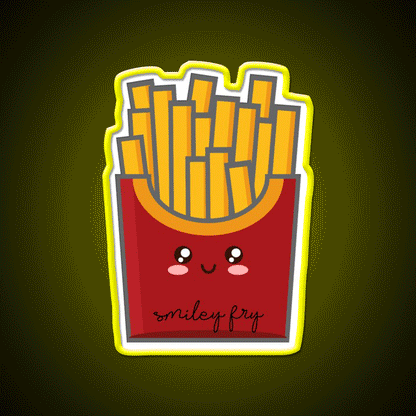 Smiley Fry Snack Food Led Neon Sign Rgb Color - Custom LED neon sign front view