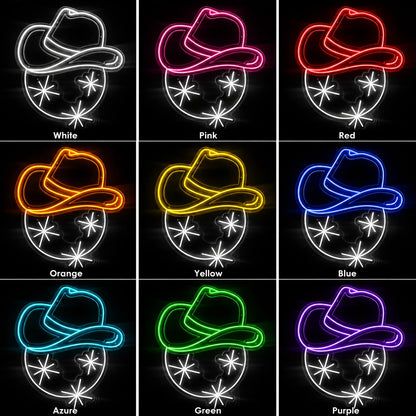 Smiling Cowboy Hat Neon Sign LED Neon Sign color grid