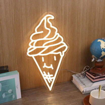 Smiling Ice Cream Yellow Led Neon Sign | Shineneon