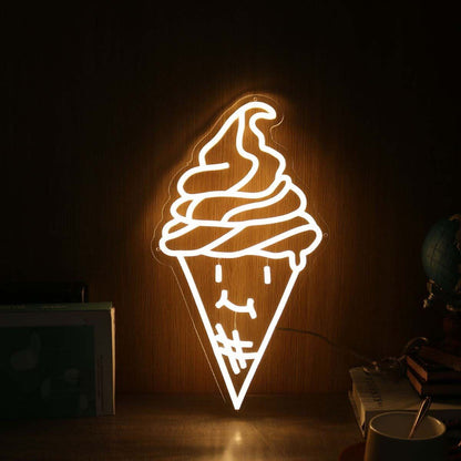 Smiling Ice Cream Yellow Led Neon Sign | Shineneon