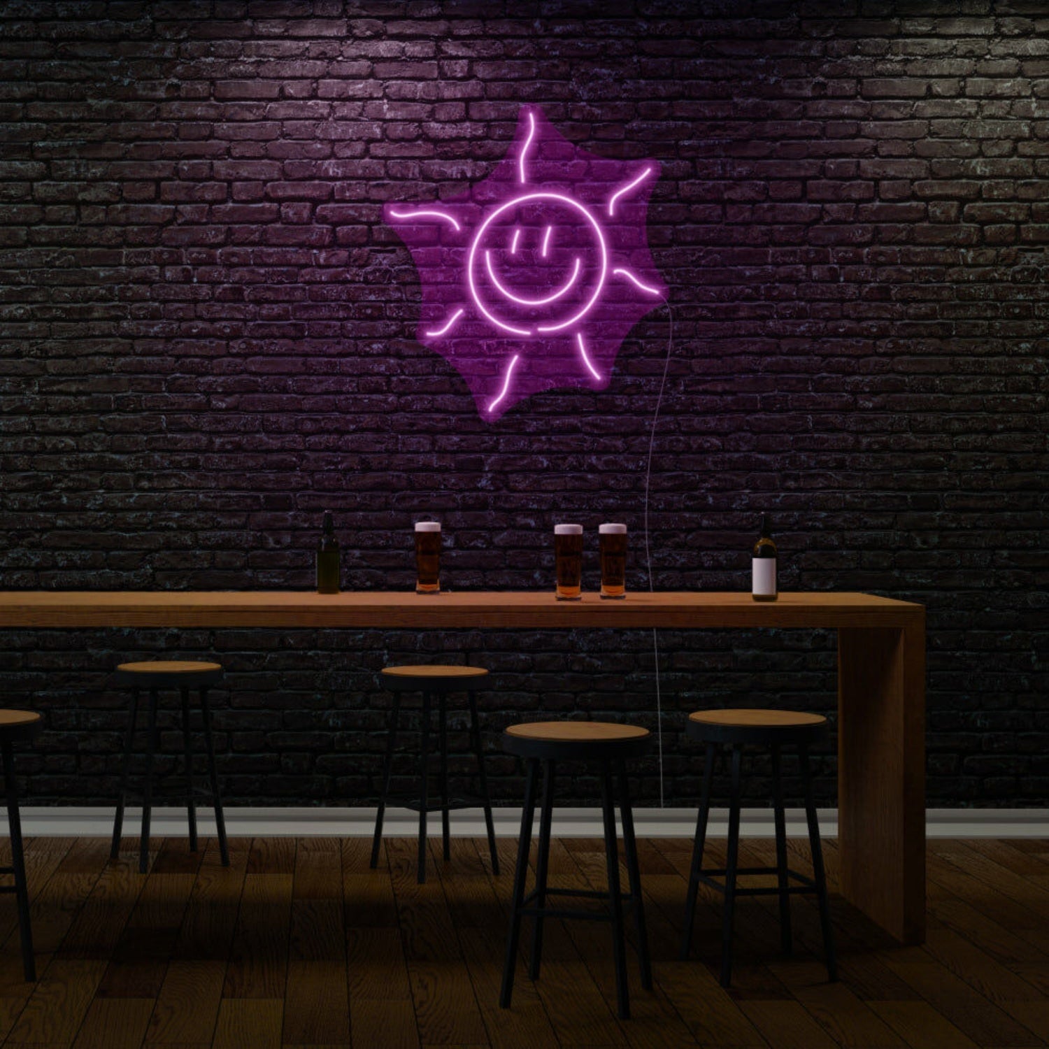 Smiling Sun Led Light Sign - Shineneon