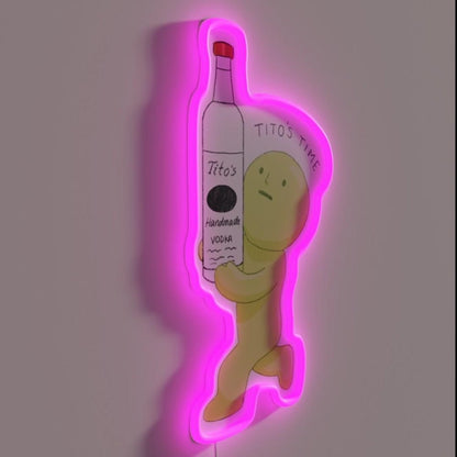 Smiski Holding Titosbottle Rgb Led Neon Sign - Shineneon