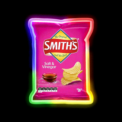 Smiths Chips Salt And Vinegar Snack Food Led Neon Sign Rgb Color - LED neon sign close-up detail