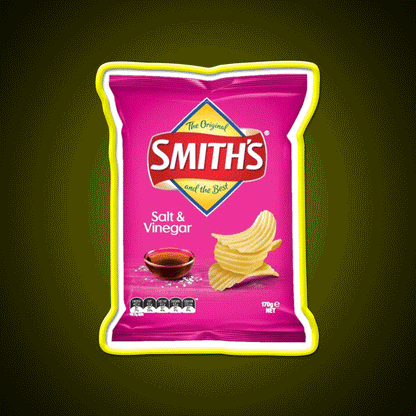 Smiths Chips Salt And Vinegar Snack Food Led Neon Sign Rgb Color - Custom LED neon sign front view