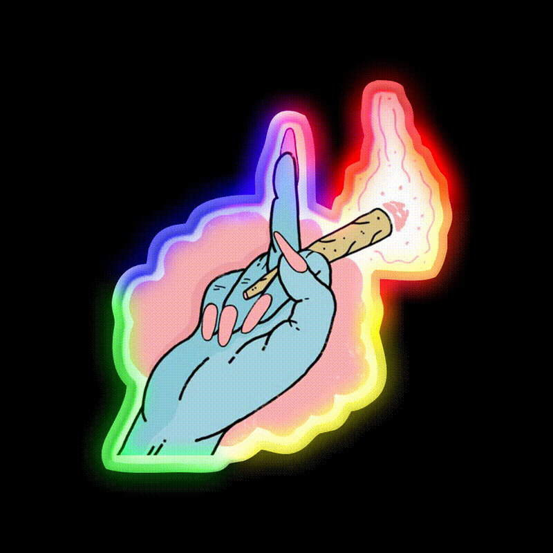 Smoke Hemp Inspired Green Leaf Led Neon Sign Rgb Color