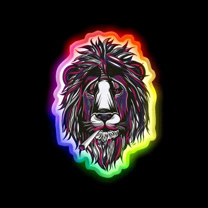 Smoke Lion Hemp Inspired Green Leaf Led Neon Sign Rgb Color - LED neon sign close-up detail