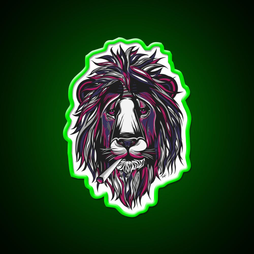 Smoke Lion Hemp Inspired Green Leaf Led Neon Sign Rgb Color - LED neon sign view 8