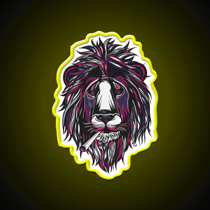 Smoke Lion Hemp Inspired Green Leaf Led Neon Sign Rgb Color - Custom LED neon sign front view