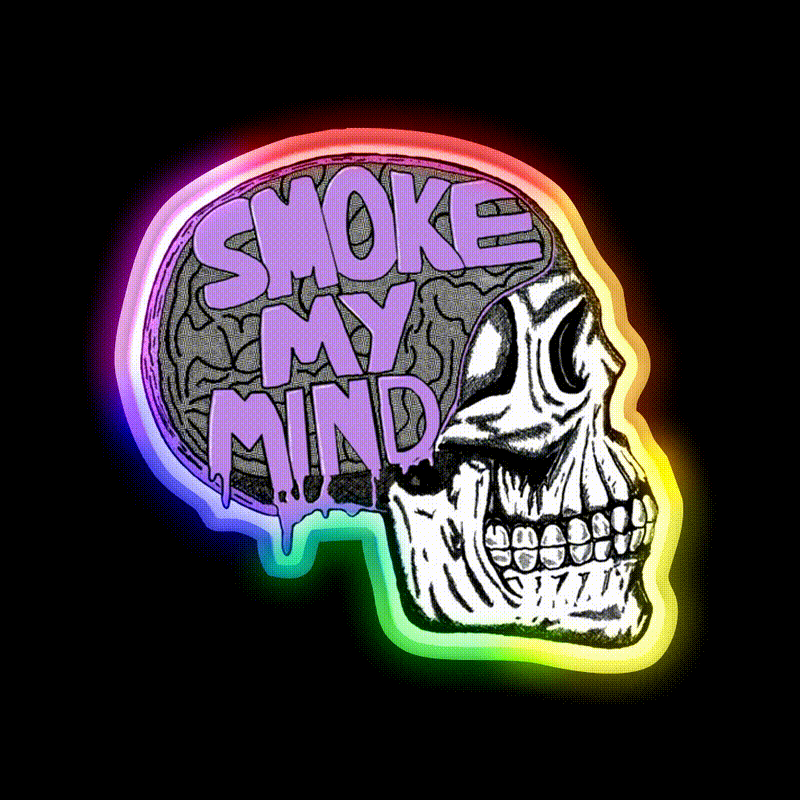 Smoke My Mind Hemp Inspired Green Leaf Led Neon Sign Rgb Color