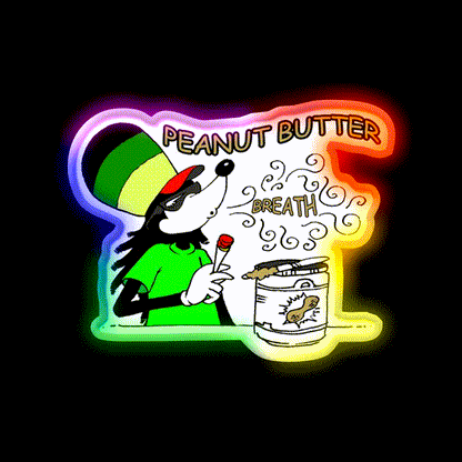 Smoke Shack Culture Peanut Butter Breath Green Leaf Led Neon Sign Rgb Color - LED neon sign close-up detail