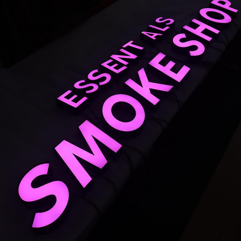 Smoke Shop With Logo 3D Frontlit Letters Metal Led Sign - Shineneon