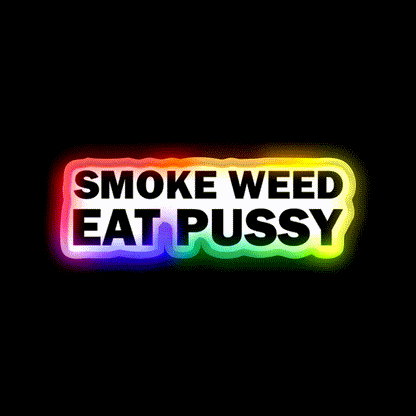 Smoke Weed Eat Pussy Weed Hemp Inspired Green Leaf Led Neon Sign Rgb Color - LED neon sign close-up detail