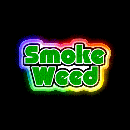 Smoke Weed Sleep Logo Hemp Inspired Green Leaf Led Neon Sign Rgb Color - LED neon sign close-up detail