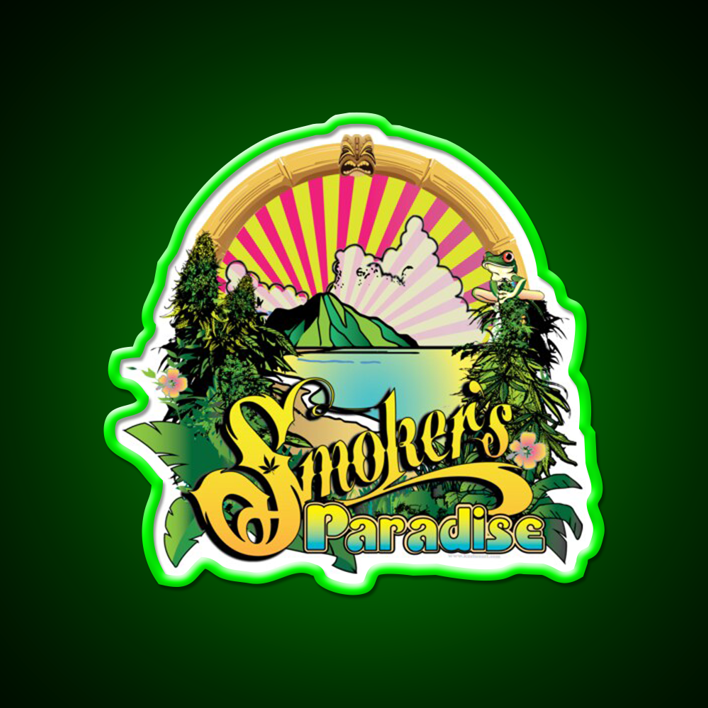 Smokers Paradise Hemp Inspired Green Leaf Led Neon Sign Rgb Color - LED neon sign view 8