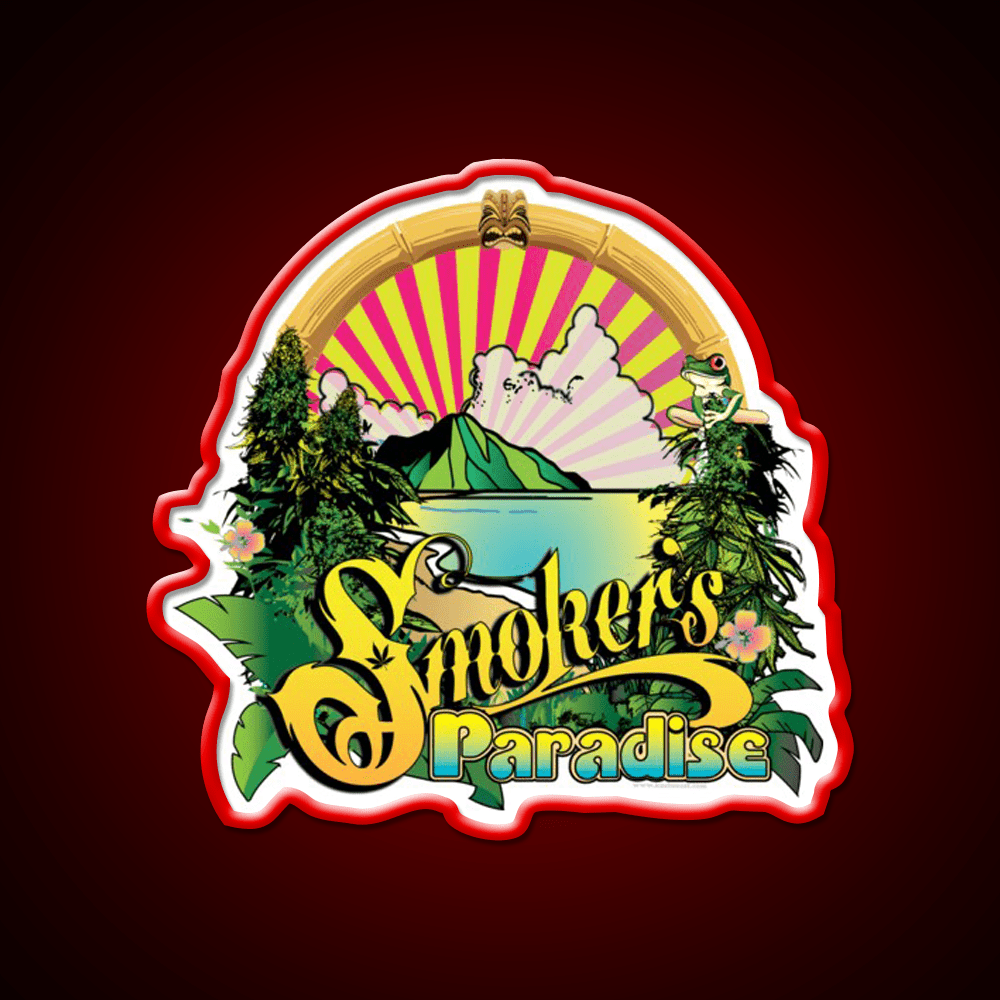 Smokers Paradise Hemp Inspired Green Leaf Led Neon Sign Rgb Color - Shineneon