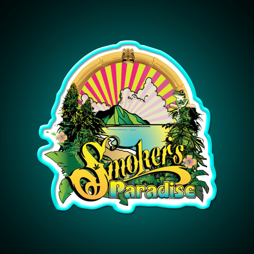 Smokers Paradise Hemp Inspired Green Leaf Led Neon Sign Rgb Color - Shineneon